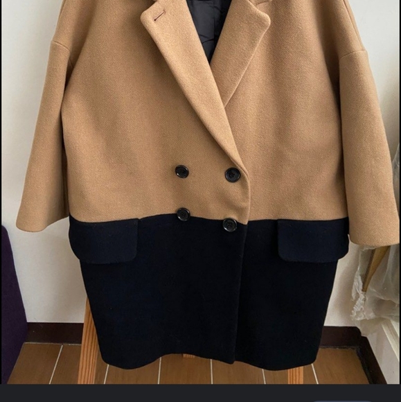 [ COACH] WOMEN'S SIZE XL,HEAVY WEIGHT WOOL - COLOR BLOCK TRENCH COAT - Picture 14 of 16